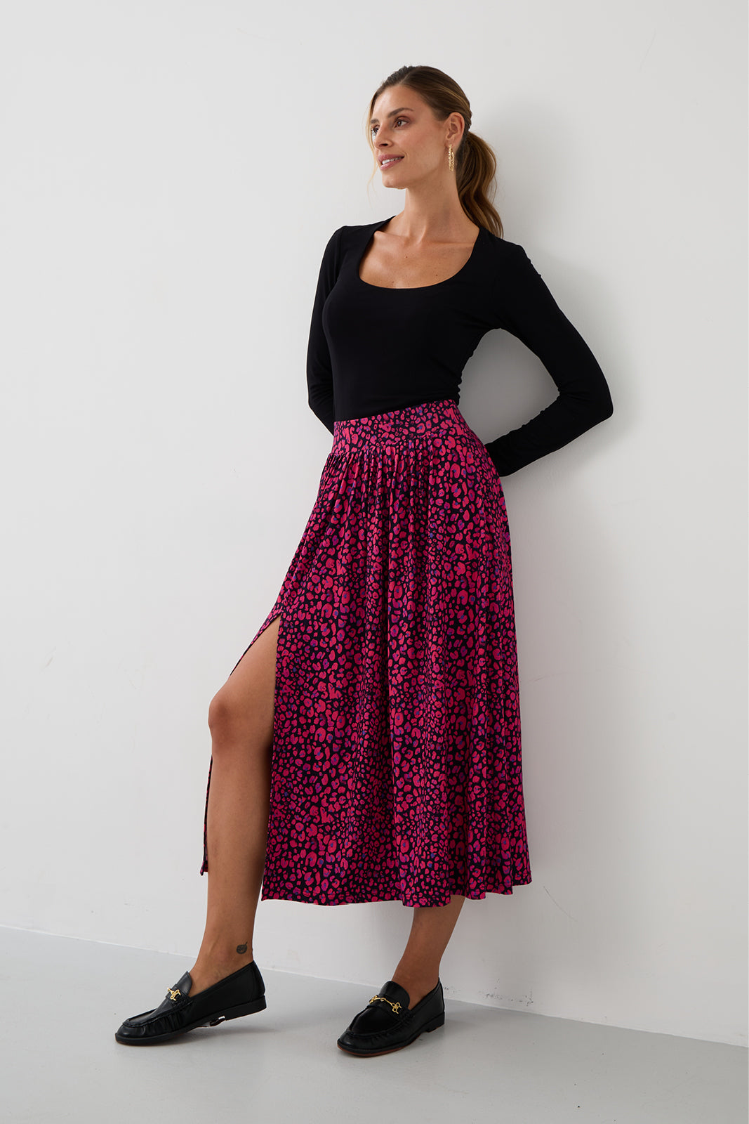 Spódnica HIGH RISK print mini leo pink & art blue