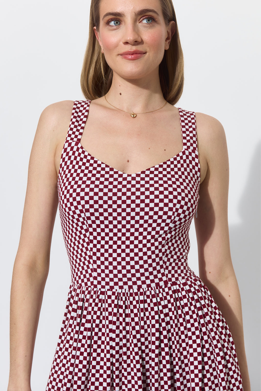 ROMAN HOLIDAYS burgundy chessboard print