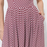 ROMAN HOLIDAYS burgundy chessboard print