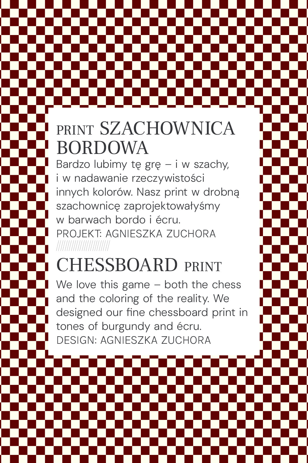 ROMAN HOLIDAYS burgundy chessboard print