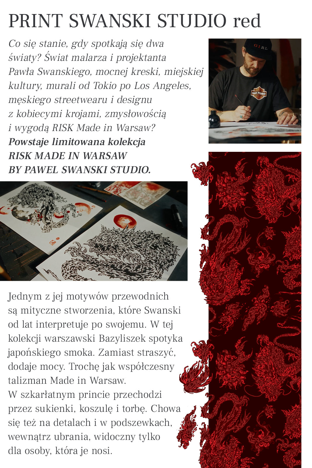 Sukienka DREAMGIRL z długim rękawem print Swanski Studio red