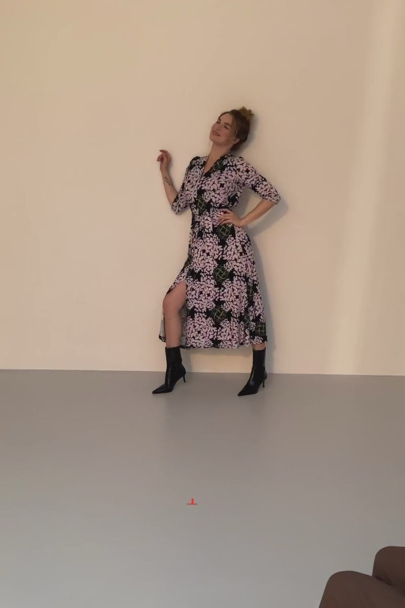 Sukienka LIBERTY DRESS print lipy i magnolie nocą